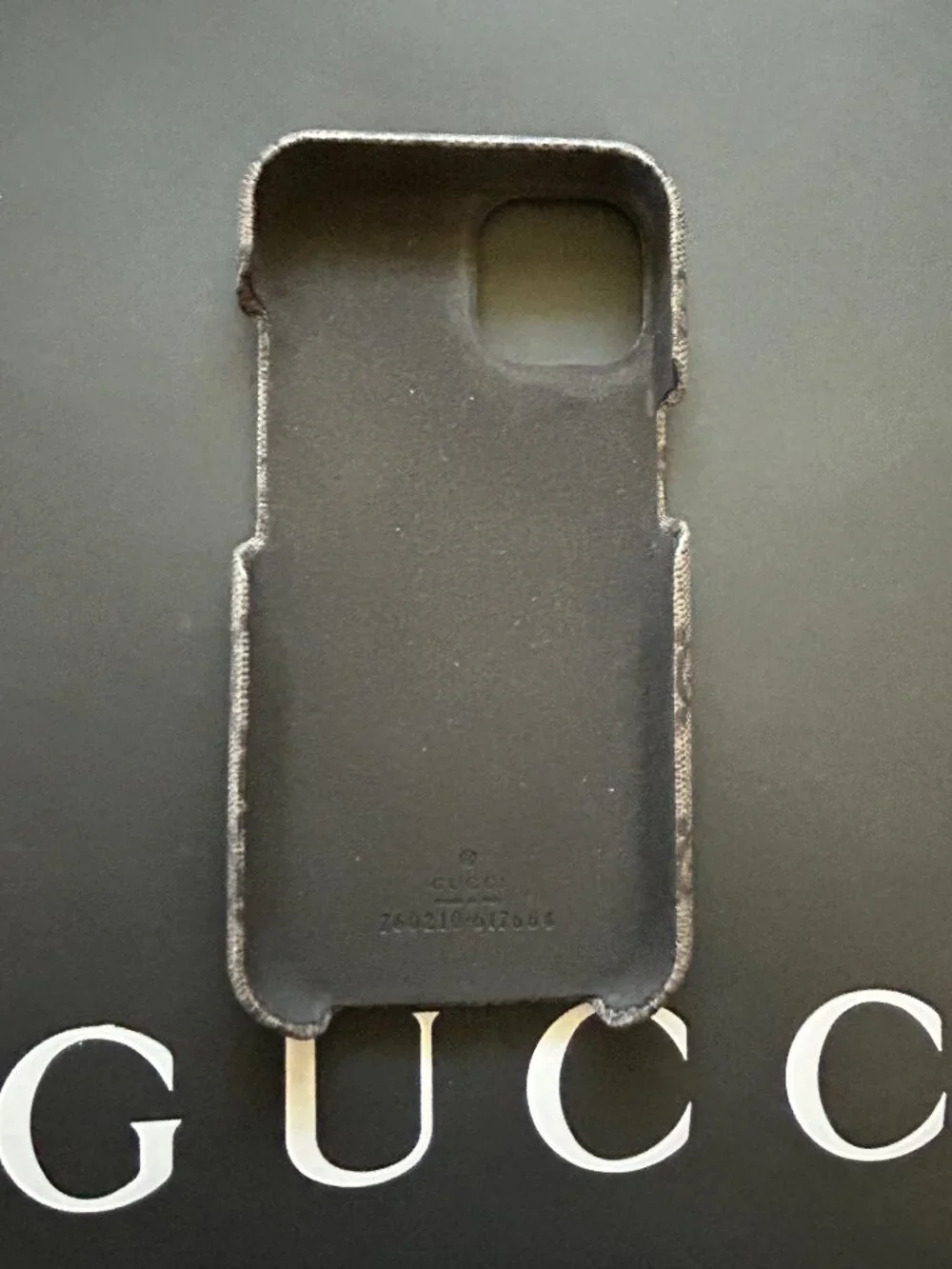 Authentic GUCCI Ophidia GG Supreme iPhone 15 Case 760210 Gray